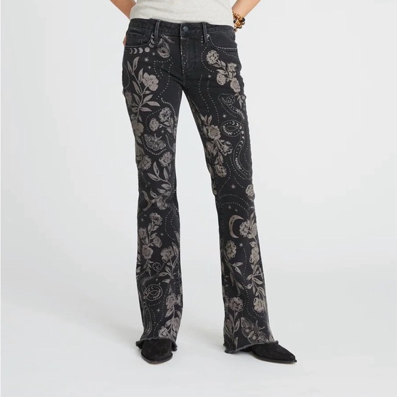 DRIFTWOOD Black Floral Wide Leg Jeans